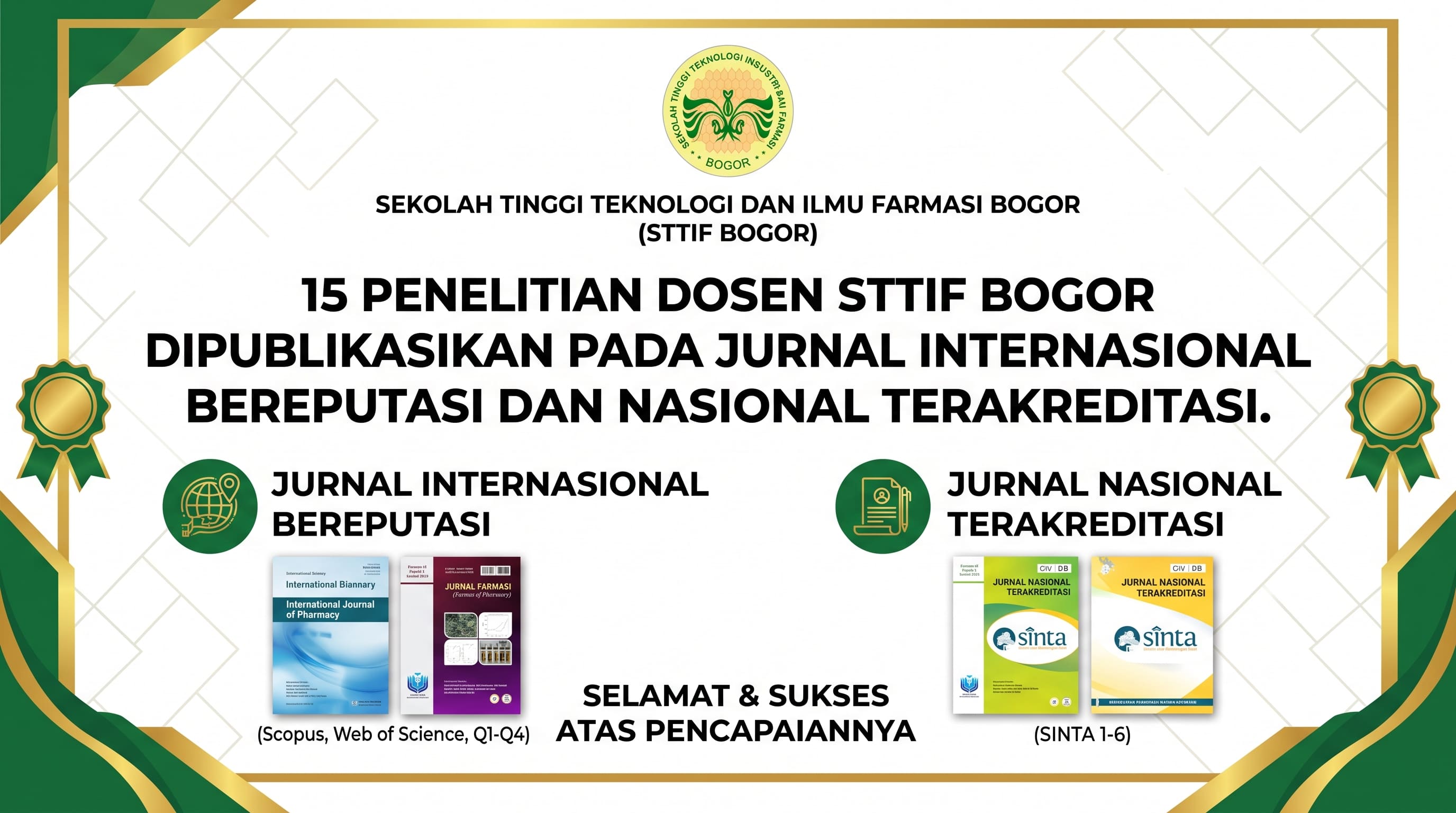 15 PENELITIAN DOSEN STTIF BOGOR DIPUBLIKASIKAN PADA JURNAL INTERNASIONAL BEREPUTASI DAN NASIONAL TERAKREDITASI